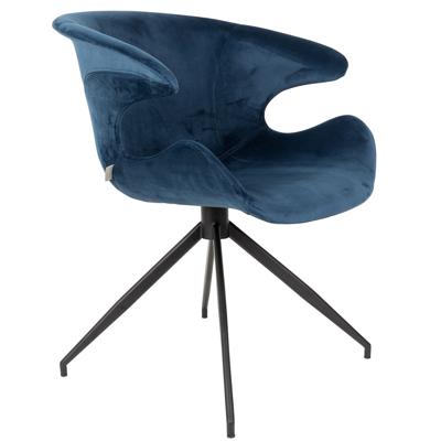 Zuiver Eetkamerstoel 'Mia' Velvet, kleur Blauw Zuiver Eetkamerstoel 'Mia' Velvet, kleur Blauw