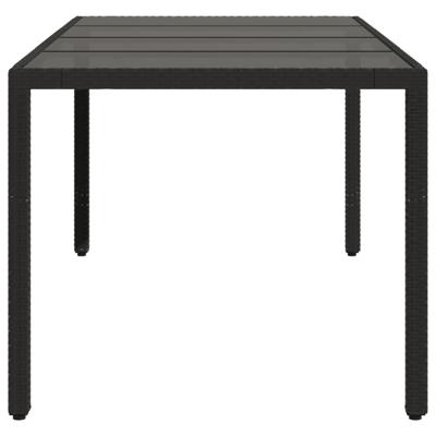 Tuintafel met glazen blad 190x90x75 cm poly rattan zwart - thumbnail