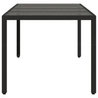 Tuintafel met glazen blad 190x90x75 cm poly rattan zwart - thumbnail