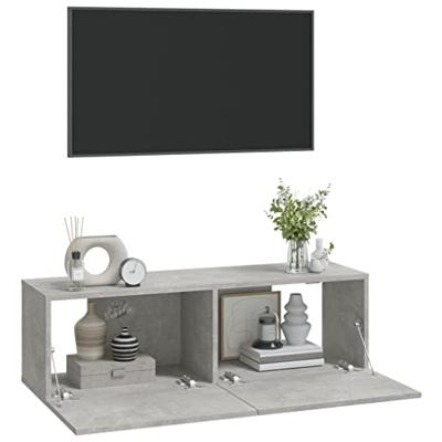 Tv-meubelen 2 st wandgemonteerd 100x30x30 cm hout betongrijs
