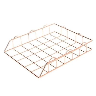 Vouwen smeedijzeren brief tijdschrift krant houder opslag rek bestand lade Office Bureau Organizer Supplies (Rose goud)