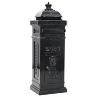 VidaXL Pilaar brievenbus vintage stijl roestbestendig aluminium zwart - thumbnail