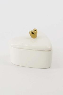 Zusss Keramiek Bewaarpot Hartvorm Wit/goud