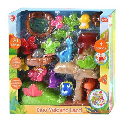 Playgo dino&apos;s met vulkaan speelset - 20dlg.