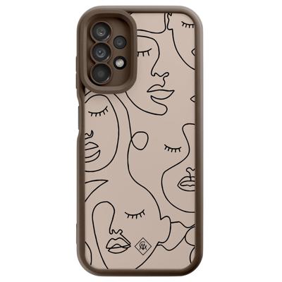 Samsung Galaxy A13 4G bruine case - Abstract faces
