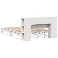 Bed met boekenkast zonder matras massief hout wit 140x190 cm - thumbnail