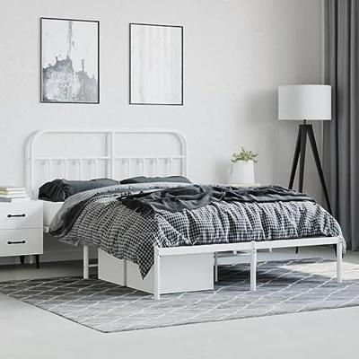 Bedframe met hoofdbord metaal wit 140x190 cm - thumbnail