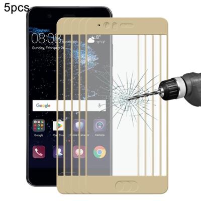 5 pc's ENKAY Hat-Prins voor Huawei P10 0 26 mm 9H hardheid 2.5D gebogen Full Screen getemperd glas scherm Film(Gold)