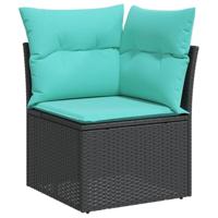 10-delige Loungeset met kussens poly rattan zwart - thumbnail
