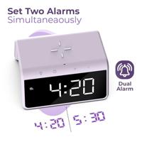 Digitale Wekker - Draadloze Oplader Voor Telefoon - Wake Up Light - Paars (HCG019QI-PU) - thumbnail