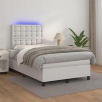 Boxspring met matras en LED kunstleer wit 120x200 cm - thumbnail