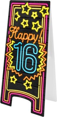 NEON Partybord hoera 16 jaar