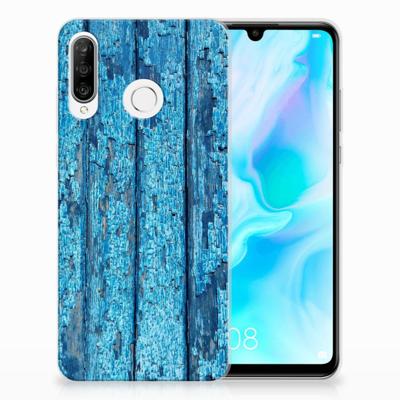 Huawei P30 Lite | Bumper Hoesje | Wood Blue Huawei P30 Lite | Bumper Hoesje | Wood Blue