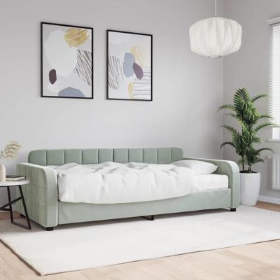 Slaapbank met matras 90x200 cm fluweel lichtgrijs
