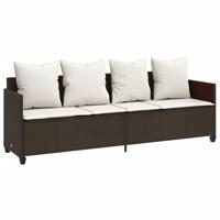 5-delige Loungeset met kussens poly rattan bruin - thumbnail