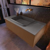 Badkamermeubelset Mondiaz Erin 100 cm met 1 Lade met RIDGE Wastafel Midden Dark grey Zonder Kraangaten Greeploos Mat Rust - thumbnail