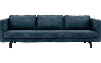 Goossens Excellent Bank Nuance blauw, leer, 4-zits, urban industrieel