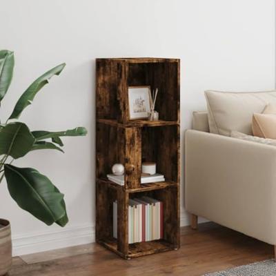 Hoekkast 33x33x100 cm bewerkt hout gerookt eikenkleurig