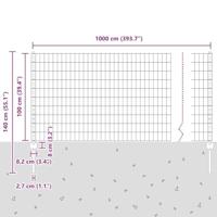 VidaXL Hek met paal grijs 1 x 10 m staal en pvc - thumbnail