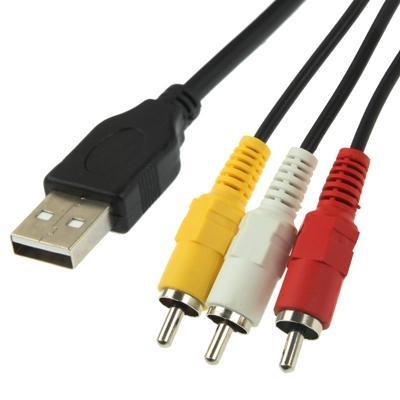 USB naar 3 x RCA mannetje Kabel, Lengte: 1.5 meter