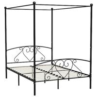 Hemelbedframe metaal zwart 160x200 cm - thumbnail