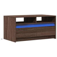 Salontafel met LED-verlichting bewerkt hout bruin eikenkleur - thumbnail