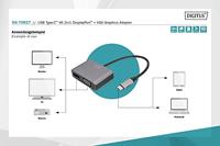 Digitus DA-70827 DisplayPort / RGB / USB-C Adapter [1x USB-C - 2x DisplayPort bus, VGA-bus] Zwart Afgeschermd, Rond 0.2 m - thumbnail