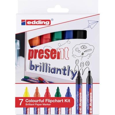 Edding 4-3033-7 Flipchartmarker Colourful 1.5 - 3 mm Zwart, Geel, Oranje, Rood, Groen, Blauw 1 set(s) Edding 4-3033-7 Flipchartmarker Colourful 1.5 - 3 mm Zwart, Geel, Oranje, Rood, Groen, Blauw 1 set(s)