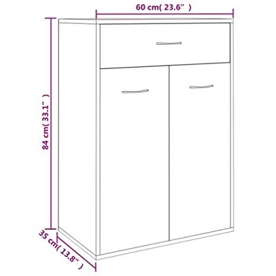 Schoenenkast 60x35x84 cm bewerkt hout betongrijs