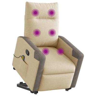 Sta-op-massagestoel verstelbaar stof crèmekleurig