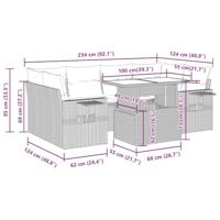 7-delige Loungeset met kussens poly rattan acacia zwart - thumbnail