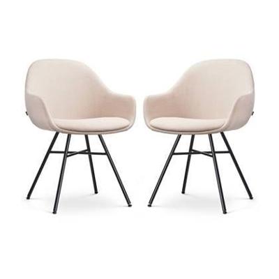Nolon Noa-Mae Eetkamerstoelen Set van 2 - Beige - Zwarte Poten