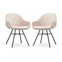 Nolon Noa-Mae Eetkamerstoelen Set van 2 - Beige - Zwarte Poten - thumbnail