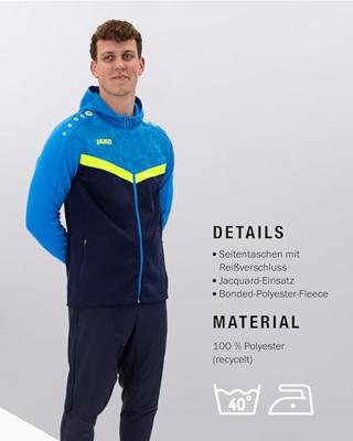 JAKO 6824 Jas Met Kap Iconic - Marine Jako-Blauw/Fluogeel - XXL