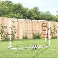 VidaXL Voetbalrebounder 184x61x123 cm staal en pe wit en zwart - thumbnail