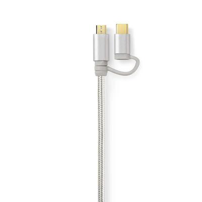2-in-1-Kabelset voor Synchroniseren, Opladen en AV-Ondersteuning | Adapter Type C | Verguld 1,0 m USB A Male naar USB Micro-B Male-Kabel | Voor Aansluiting van Smartphone en Mobiele Apparaten 2-in-1-Kabelset voor Synchroniseren, Opladen en AV-Ondersteuning | Adapter Type C | Verguld 1,0 m USB A Male naar USB Micro-B Male-Kabel | Voor Aansluiting van Smartphone en Mobiele Apparaten