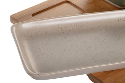 Set voor voorgerechtjes DKD Home Decor 24 x 23,5 x 1,5 cm Porselein Multicolour Bamboe 6 Onderdelen Scandinavisch