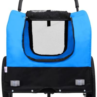 Fietstrailer en hondenwagen 2-in-1 blauw en zwart - thumbnail