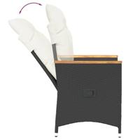 Tuinstoelen 2 st verstelbaar met kussens poly rattan zwart - thumbnail