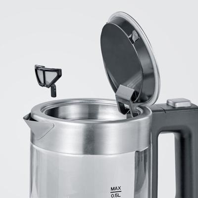 Severin 3472 Waterkoker Snoerloos, Oververhittingsbeveiliging Aantal/Volume: 0.5 l RVS (geborsteld), Zwart - thumbnail