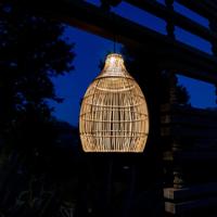 Hanglamp op zonne-energie - LUMISKY - HOLIDAY - H42 cm - Natuurlijk bohemien geweven mandenwerkstijl - Warm witte LED - thumbnail