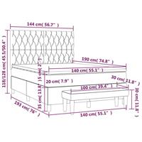 Boxspring met matras stof lichtgrijs 140x190 cm - thumbnail