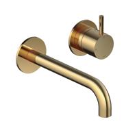 Hotbath Cobber 2-gats inbouw wastafelkraan 18cm gepolijst messing - thumbnail