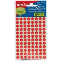 Apli ronde etiketten in etui diameter 8 mm, rood, 288 stuks, 96 per blad (2046) - thumbnail