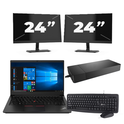 Lenovo ThinkPad E14 Gen 3 - AMD Ryzen 3 5300U - 14 inch - 16GB RAM - 256GB SSD - Windows 11 Home + 2x 24 inch Monitor Lenovo ThinkPad E14 Gen 3 - AMD Ryzen 3 5300U - 14 inch - 16GB RAM - 256GB SSD - Windows 11 Home + 2x 24 inch Monitor