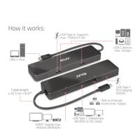 Club 3D usb-c 3.2 gen2 6-in-1 dual displays portable dock dockingstation (zwart) - thumbnail