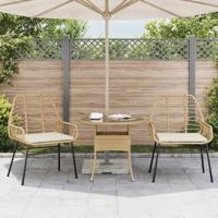 Tuinstoelen 2 st met kussens poly rattan bruin - thumbnail