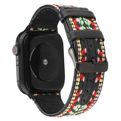 Voor Apple Watch Series 5 & 4 40mm/3 & 2 & 1 38mm etnische stijl lederen riem (kleurrijke)