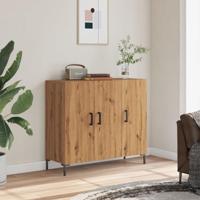 Dressoir 90x34x80 cm bewerkt hout artisanaal eikenkleurig - thumbnail