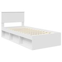 Bedframe met hoofdeinde Wit 90 x 190 cm Bewerkt hout - thumbnail